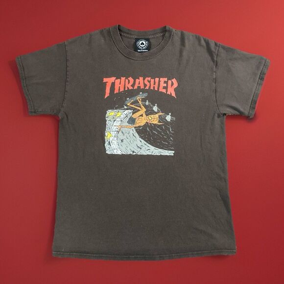 Vintage Thrasher Neckface Invert Tee Devil Skate Slangin Dat Good Wood Size M - Picture 1 of 10